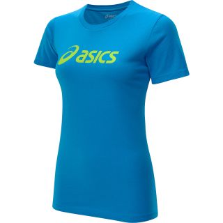 ASICS Corp Short Sleeve T Shirt   Size Small, Blue/lime