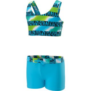 LAGUNA Girls Wild Zebra 2 Piece Swimsuit   Size 10, Turquoise