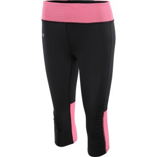 UNDER ARMOUR Womens Fly By Compression Capri Pants   Size Large, Black/pink