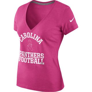NIKE Womens Carolina Panthers Breast Cancer Awareness V Neck T Shirt   Size