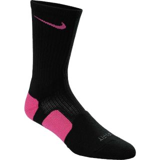 NIKE Womens Dri FIT Elite Basketball Crew Socks   Size Small, Black/pink