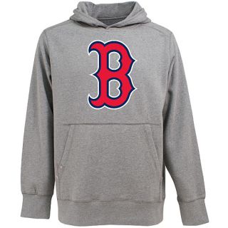 Antigua Mens Boston Red Sox Signature Hood Applique Gray Pullover Sweatshirt  