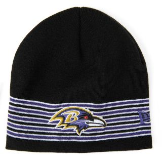 NEW ERA Mens Baltimore Ravens 5A Striped Team Color Knit Hat, Black