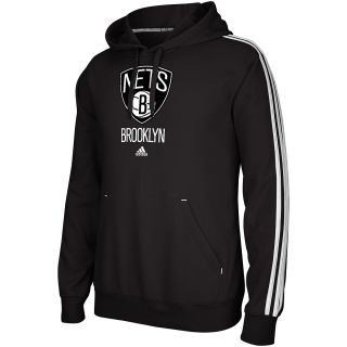 adidas Mens Brooklyn Nets Primary Logo 3 Stripe Hoody   Size Large, Black