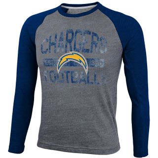 NFL Team Apparel Youth San Diego Chargers Tri Blend Raglan Long Sleeve T Shirt  