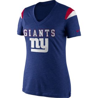 NIKE Womens New York Giants V Neck Fan Top   Size Medium, Rush Blue/white