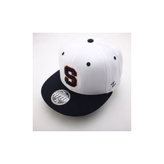 ZEPHYR Mens Syracuse Orange Slider 2 Tone White and Navy Fitted Cap   Size 7.