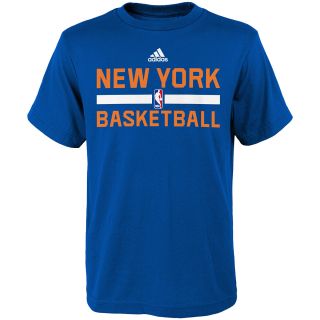 adidas Youth New York Knicks Practice Short Sleeve T Shirt   Size Small, Royal