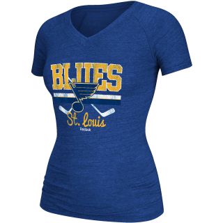 REEBOK Womens St. Louis Blues Tri Blend Grinder Short Sleeve T Shirt   Size
