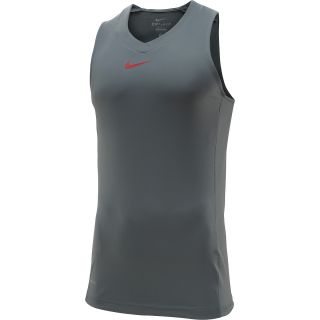 NIKE Mens Hybrid Sleeveless T Shirt   Size Large, Cool Grey/red
