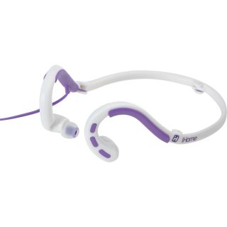 IHOME Foldable Behind the Neck Earphones, White/purple