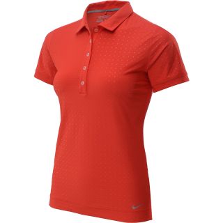 NIKE Womens Dot Embossed Golf Polo   Size XS/Extra Small, Crimson/silver