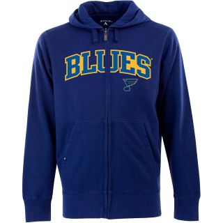 Antigua Mens St. Louis Blues Full Zip Hooded Applique Sweatshirt   Size Large,