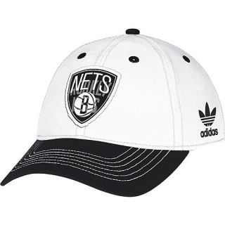 adidas Womens Brooklyn Nets Basic Slouch White Adjustable Cap, White/team
