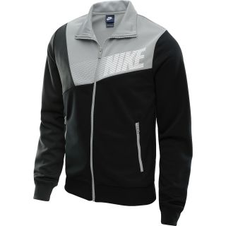 NIKE Mens Colorblocked Full Zip Track Jacket   Size Large, Base Grey/black
