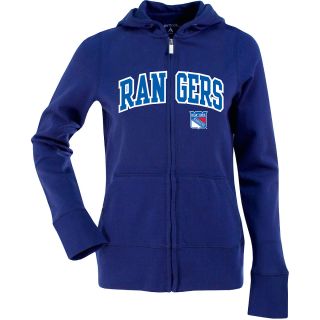 Antigua Womens New York Rangers Signature Hood Applique Full Zip Sweatshirt  