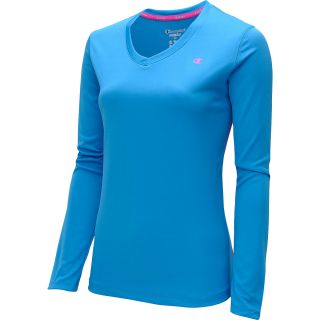 CHAMPION Womens PowerTrain Long Sleeve T Shirt   Size Xl, Energy Blue/pink