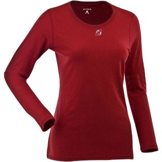 Antigua Womens New Jersey Devils Relax LS 100% Cotton Washed Jersey Scoop Neck