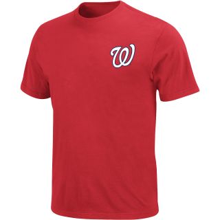Majestic Mens Washington Nationals Official Wordmark Red Tee   Size Large,