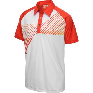 PUMA Mens Graphic Raglan Tech Short Sleeve Golf Polo   Size Medium, Red/white