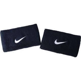 NIKE Swoosh Double Wide Wristbands   2 Pack, Obsidian/white