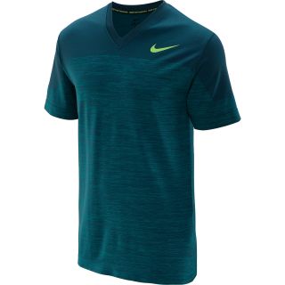 NIKE Mens Dri FIT Knit Short Sleeve V Neck T Shirt   Size Xl, Turbo Green/htr