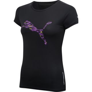 PUMA Womens PR Graphic One Up Short Sleeve T Shirt   Size Medium, Black