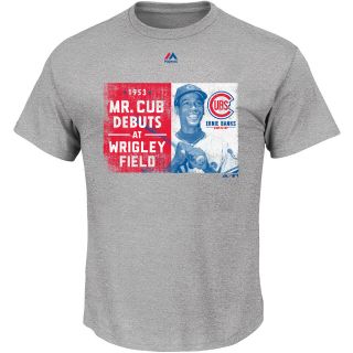 MAJESTIC ATHLETIC Mens Chicago Cubs Vintage Ernie Banks 1953 Slogan Short 