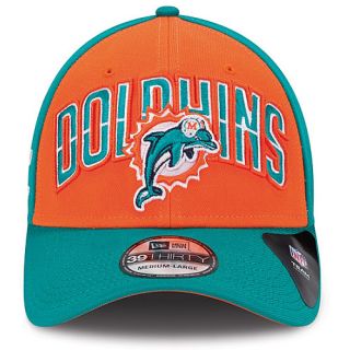 NEW ERA Mens Miami Dolphins Draft 39THIRTY Stretch Fit Cap   Size S/m, Orange