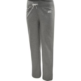 NIKE Womens Club Open Hem Solid Fleece Pants   Size Large, Dk.grey