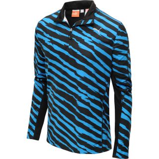 PUMA Mens Graphic 1/2 Zip Long Sleeve Shirt   Size Medium, Blue/black