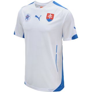 PUMA Mens Slovakia 2014 Home Replica Soccer Jersey   Size Small, White/royal