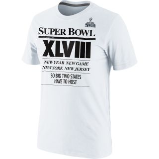 NIKE Mens Super Bowl XLVIII Headline Short Sleeve T Shirt   Size Medium, White