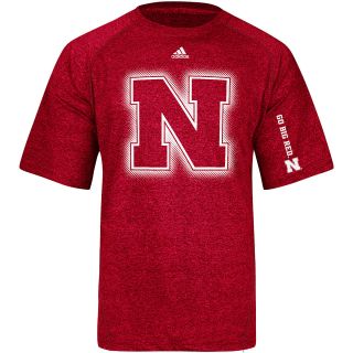 adidas Mens Nebraska Cornhuskers ClimaLite Sideline Elude Short Sleeve T Shirt
