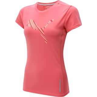PUMA Womens Graphic 1up Short Sleeve T Shirt   Size Large, Calypso/coral