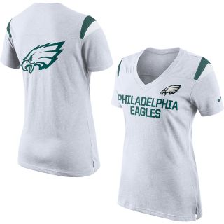 NIKE Womens Philadelphia Eagles Fan Top V Neck Short Sleeve T Shirt   Size
