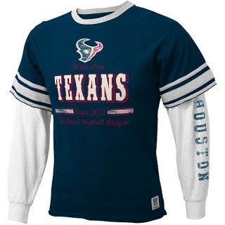 NFL Team Apparel Youth Houston Texans Vintage Faux Layered Long Sleeve T Shirt  