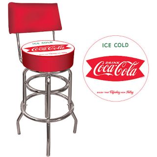 Trademark Global Vintage Coca Cola Pub Stool with Back   Ice Cold Design (COKE 