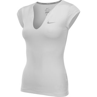 NIKE Womens Pure Short Sleeve Tennis Shirt   Size XS/Extra Small, White/silver