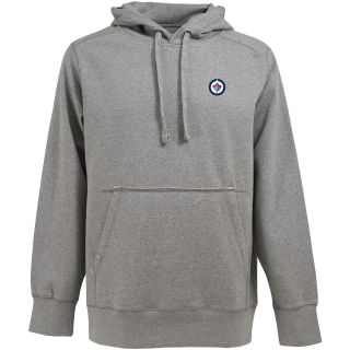 Antigua Mens Winnipeg Jets Signature Hooded Gray Pullover Sweatshirt   Size