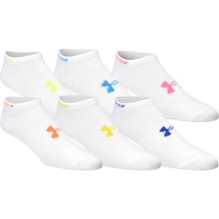 UNDER ARMOUR Womens HeatGear Training Socks, 6 Pack   Size Small, White/neon