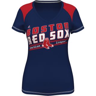 MAJESTIC ATHLETIC Womens Boston Red Sox Superior Speed V Neck T Shirt   Size