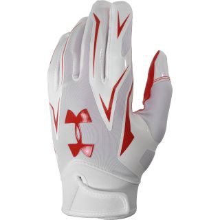 UNDER ARMOUR Adult F4 Football Receiver Gloves   Size Large, Red/white