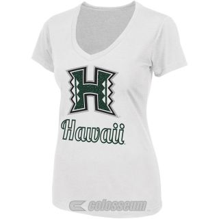COLOSSEUM Womens Hawaii Rainbow Warriors Vegas V Neck T Shirt   Size Xl, White