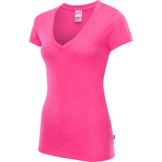 SOFFE Juniors Burnout V Neck Short Sleeve T Shirt   Size Small, Pink