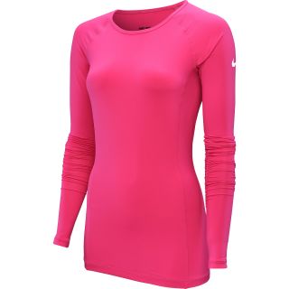 NIKE Womens Pro Essentials Hybrid 2 Long Sleeve T Shirt   Size Small, Pink