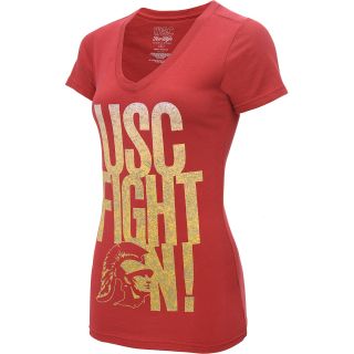 289C APPAREL Womens USC Trojans Fight V Neck Short Sleeve T Shirt   Size