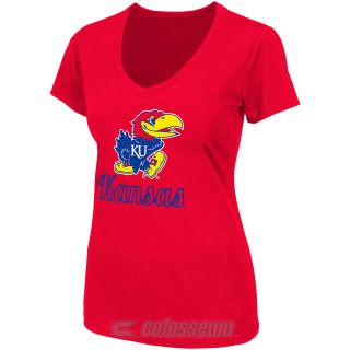 COLOSSEUM Womens Kansas Jayhawks Vegas V Neck T Shirt   Size Xl, Red