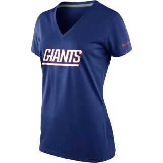 NIKE Womens New York Giants Dri FIT Legend Logo V Neck Short Sleeve T Shirt  