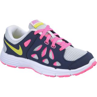 NIKE Girls Fusion Run 2 Running Shoes   Preschool   Size 1, Platinum/navy